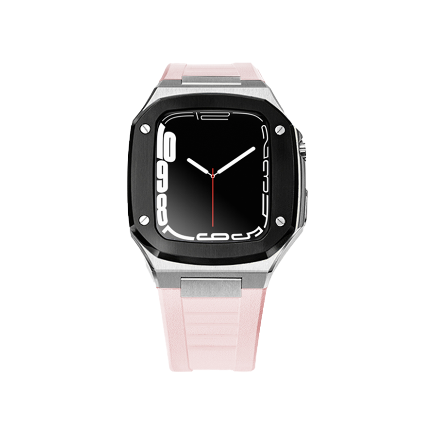 Apple Watch Case 41mm - Black Bezel Steel Case + Silicon Strap (4 Screws)