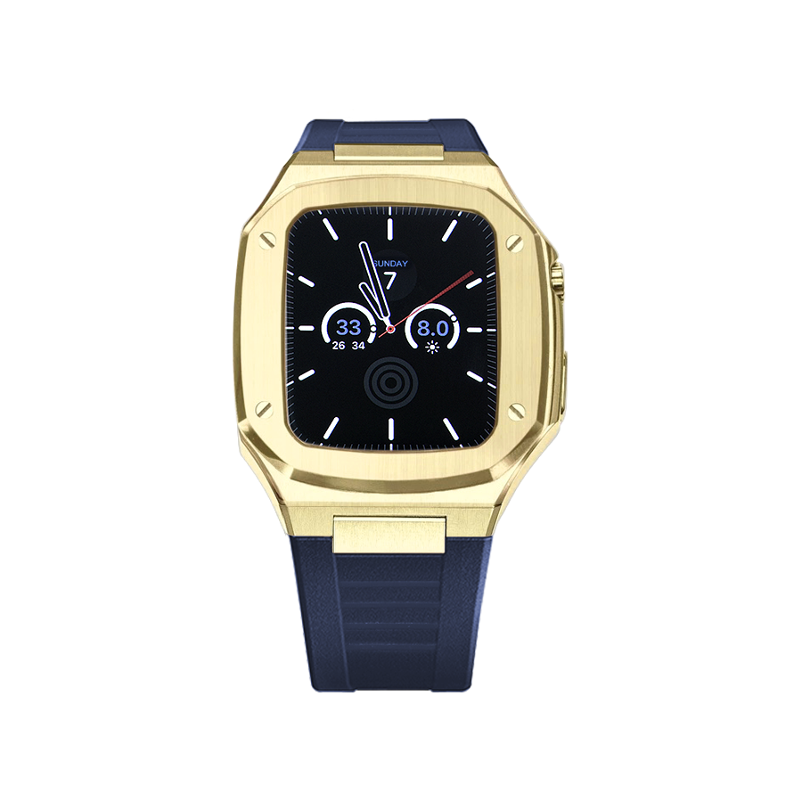 Apple Watch Case 44mm - Gold Case + Silicone Strap (4 Screws)