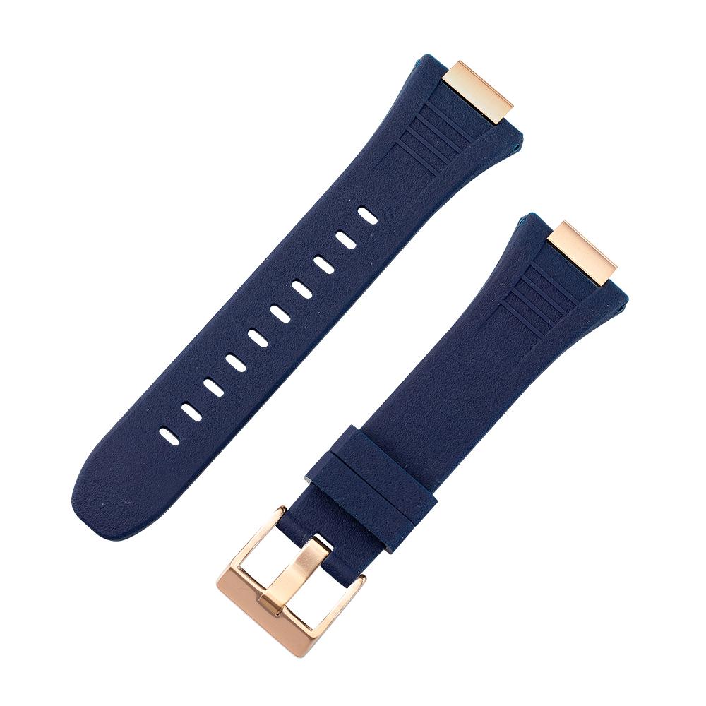 Apple Watch Case 44mm - Black Bezel Rose Gold Case + Silicon Strap (4 Screws)