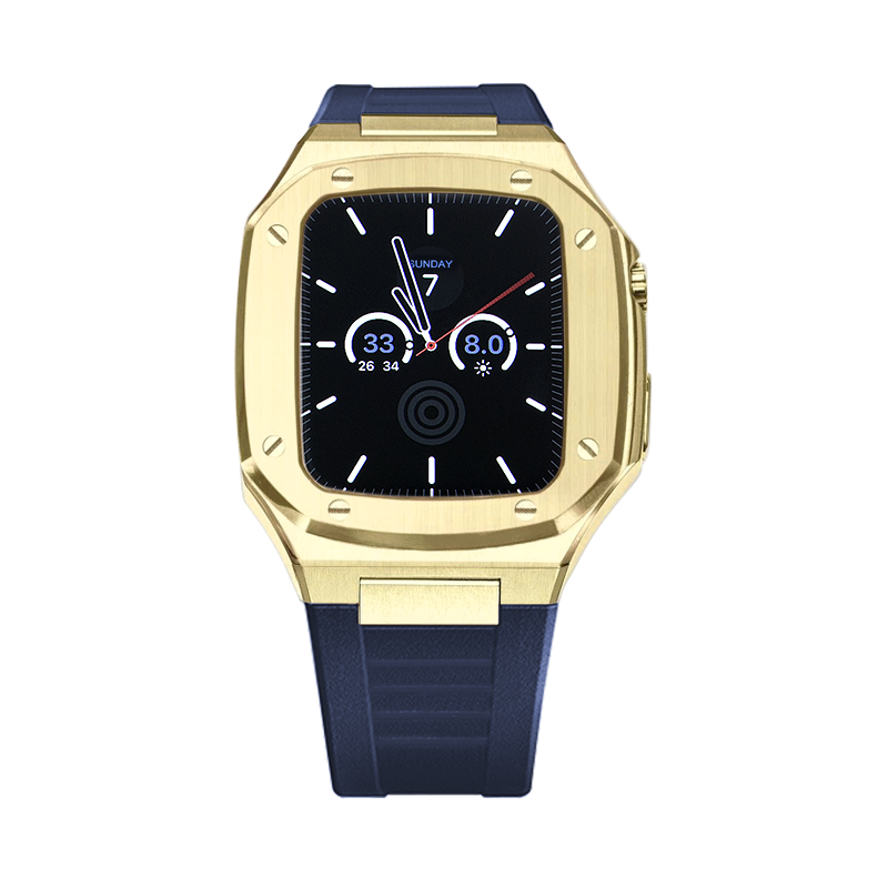 Apple Watch Case 44mm - Gold Case + Silicone Strap (8 Screws)