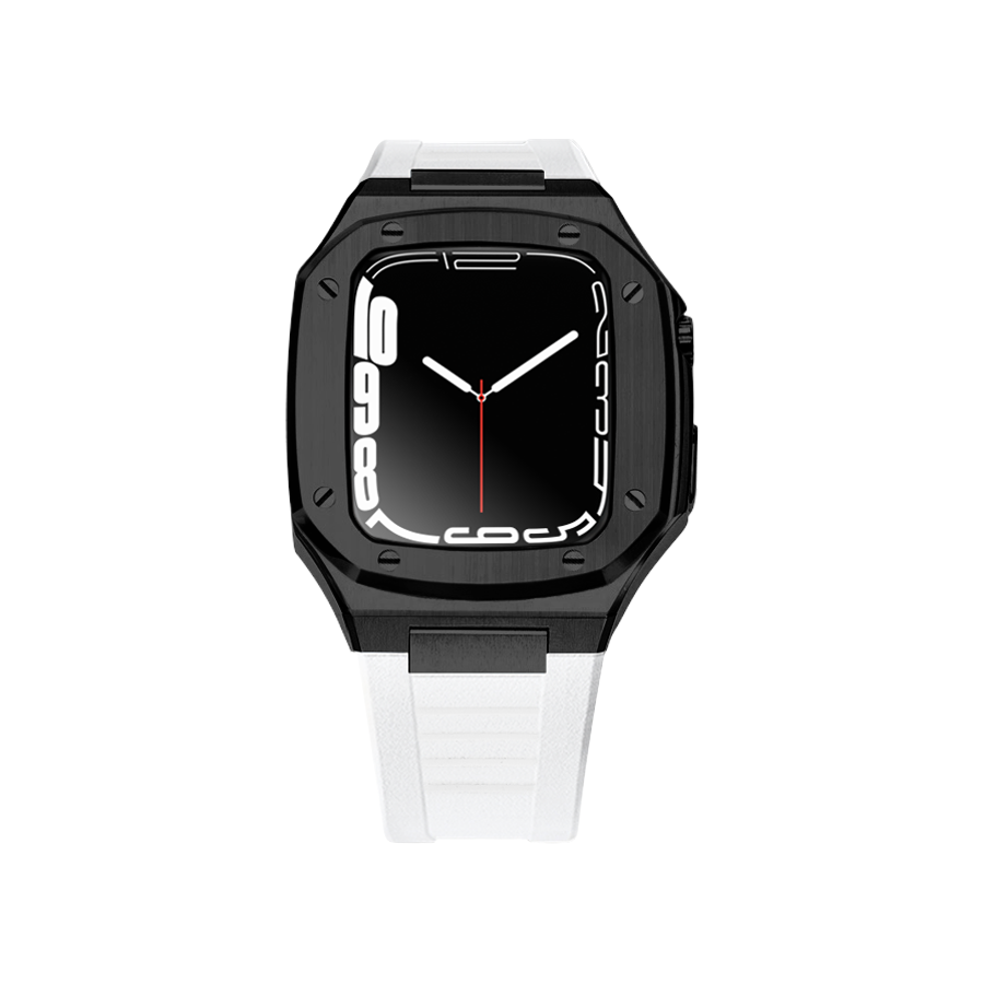 Apple Watch Case 41mm - PVD Black Case + Silicone Strap (8 Screws)