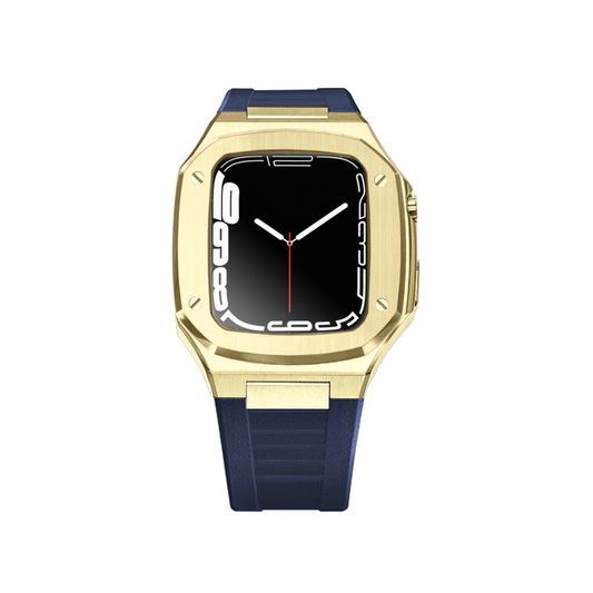 Apple Watch Case 45mm - Gold Case + Silicon Strap (4 Screws)
