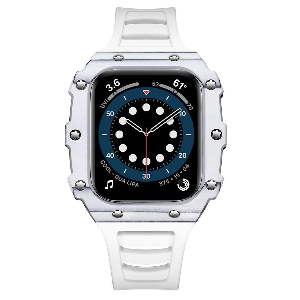 Apple Watch Case 45mm - Ceramic White Case + White Silicone Strap